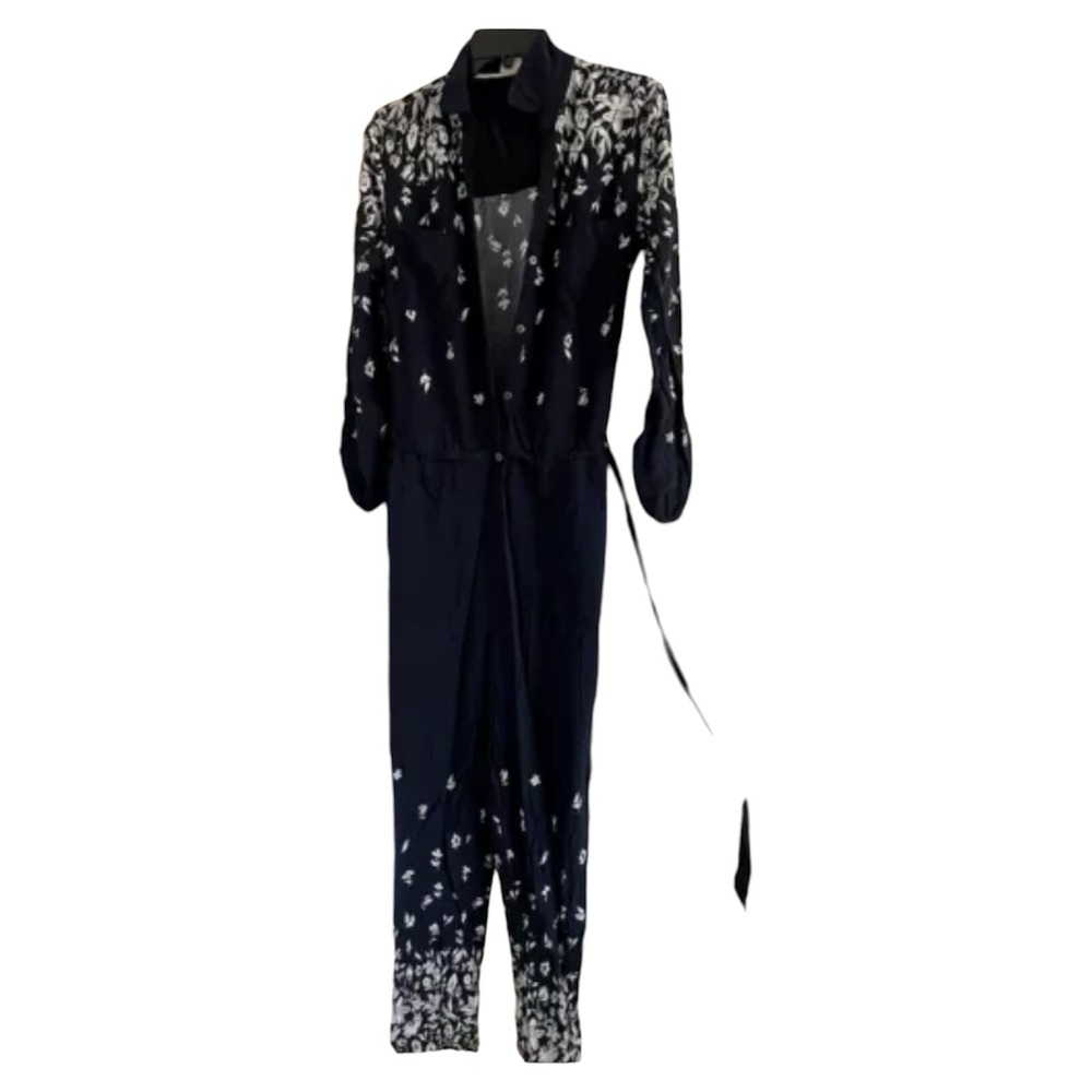 LILKA Women's Navy Floral Lakeshore Soft Lounge Jumpsuit-SMALL